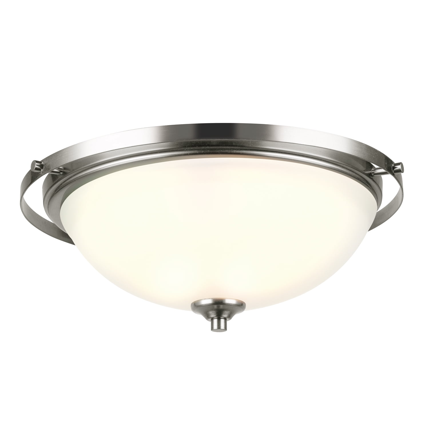 Brushed Steel and Frosted Glass 2-Light Flush Mount