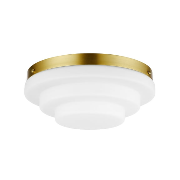 Globe Electric 2-Light Matte Brass Glam Flush Mount Ceiling Light with Tiered Glass Shade, 91005784
