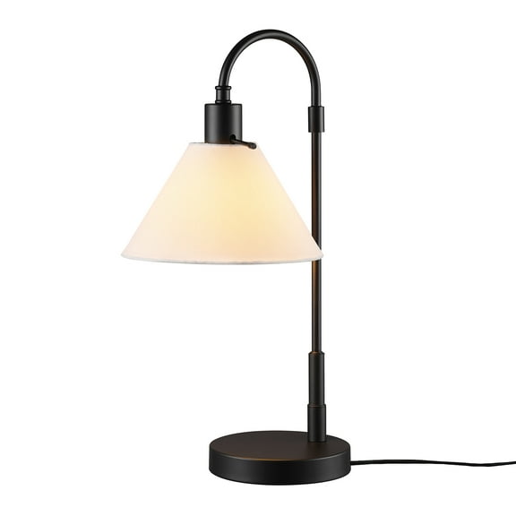 Globe Electric 20" Modern Matte Black Indoor Table Lamp with Fabric Shade
