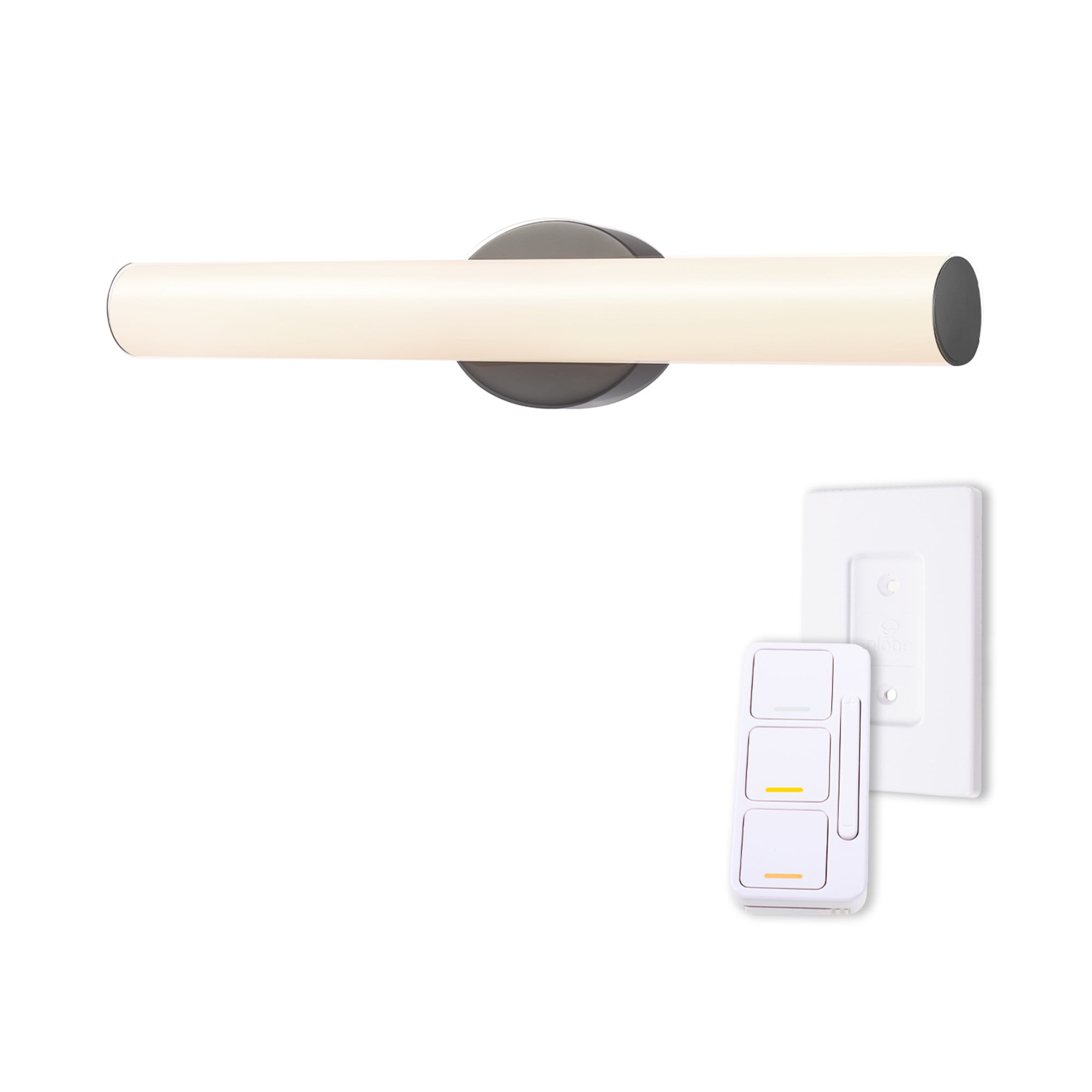 Globe Electric 24" Black Dimmable Color Adjustable LED Integrated Vanity Light with Wall Mount Dimmer Remote, 91005759