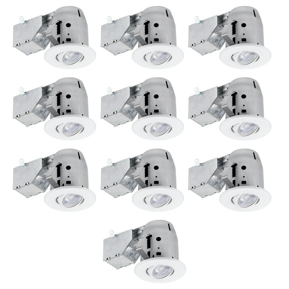 Globe Electric 3 in. White Swivel Recessed Lighting Kit (10-Pack), Bulbs Included, 90953