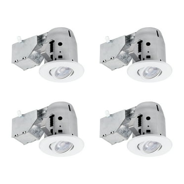 Globe Electric 3 in. White Swivel Recessed Lighting Kit, LED Bulbs Included, 90718