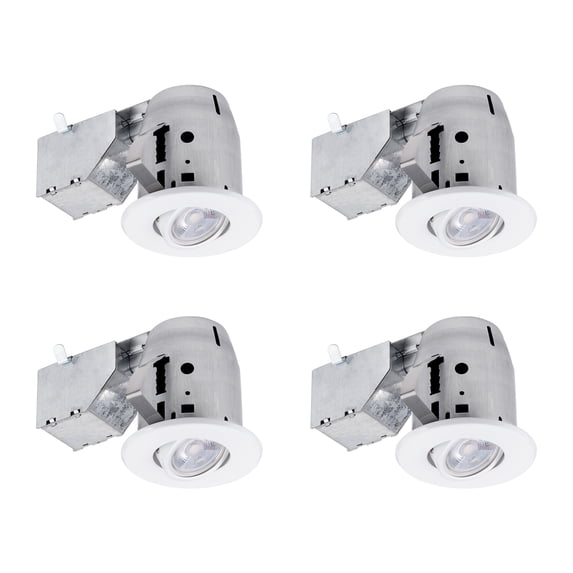 Globe Electric 3 in. White Swivel Recessed Lighting Kit, LED Bulbs Included, 90718