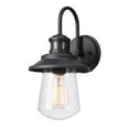 thumbnail image 1 of Globe Electric Mariner 1-Light Matte Black Motion Activated Outdoor Wall Sconce with Seeded Glass Shade, 1 of 8