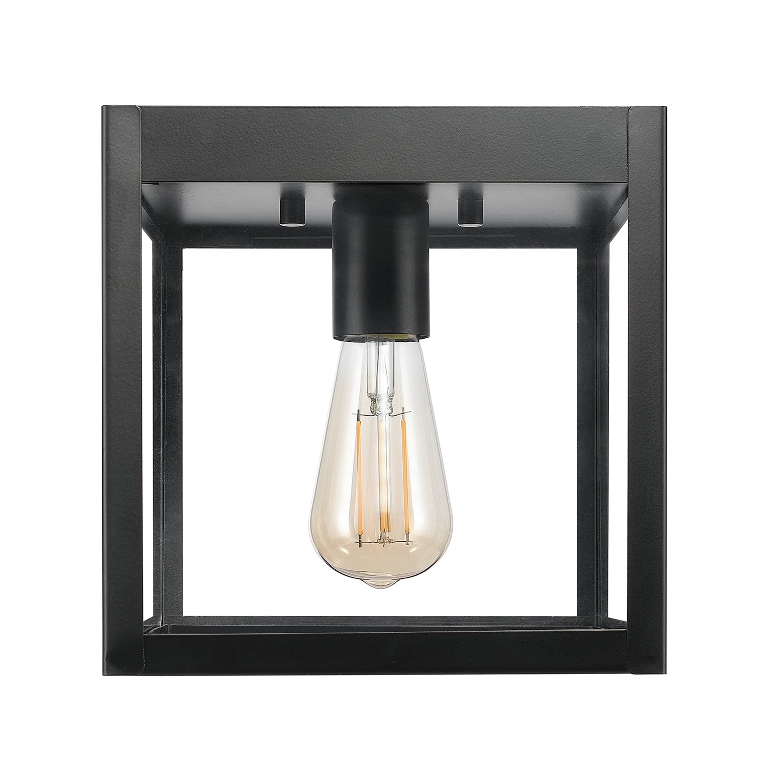 Globe Electric Sasha 1-Light Matte Black Outdoor Flush Mount Ceiling Light with Clear Glass Shade