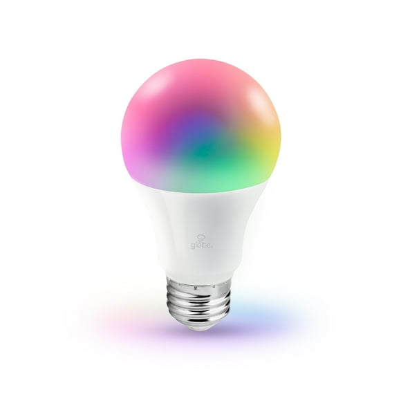 Globe Electric 34212 A19-Shape E26-Base Wi-Fi Smart Color-Changing-RGB Tunable-White 60-Watt-Equivalent Frosted LED Light Bulb (Single)