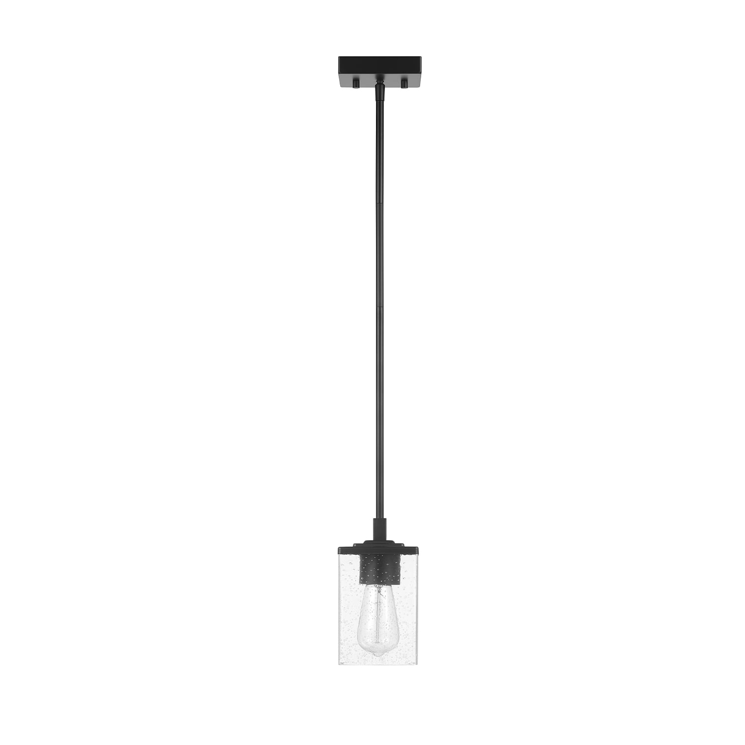 Globe Electric Kora 1-Light Matte Black Shaded Pendant Light with Black Twine Shade 91002263