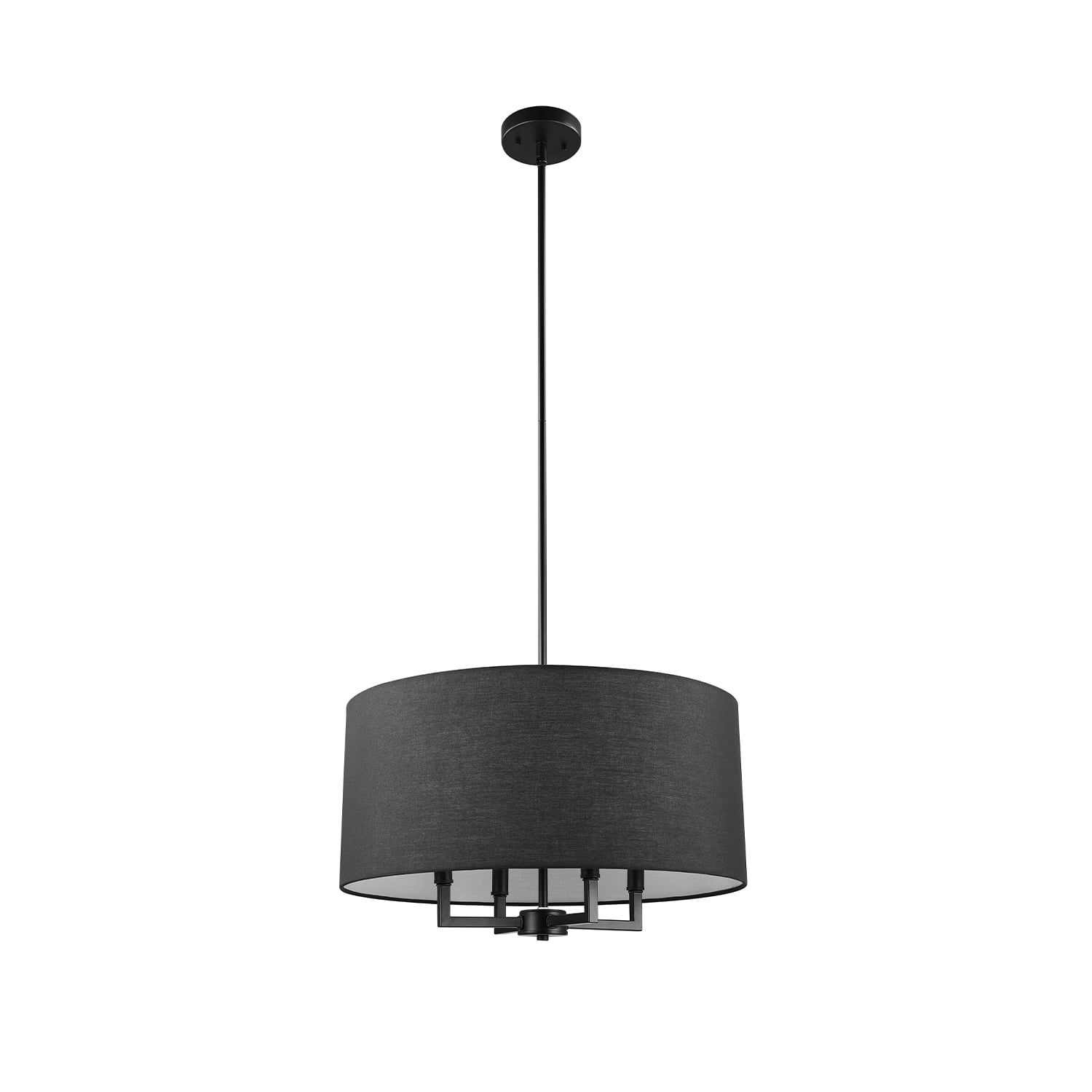 4-Light Matte Black Chandelier Ceiling Light with Black 4-Light Matte Black Chandelier Ceiling Light with Black