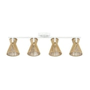 Globe Electric 4-Light Matte White Track Lighting with Pivoting Natural Twine Shades, 91005768