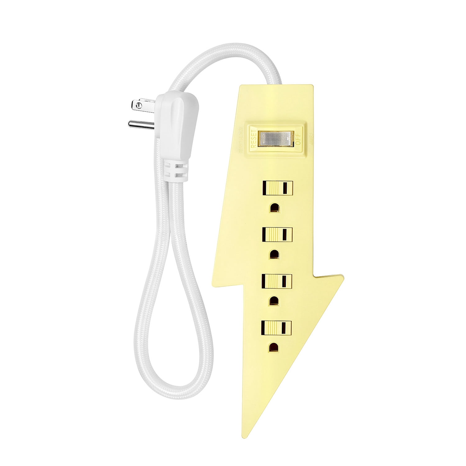 Globe Electric 4-Outlet Indoor Power Strip, 3 ft Braided Fabric Cord ...