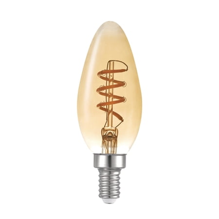 Globe Electric 40W Equivalent Soft White (2000K) Vintage Edison B10 Candelabra Amber Glass Dimmable LED Light Bulb, 31355