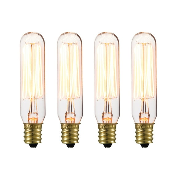Globe Electric 40W Vintage Edison Mini Tube Incandescent Light Bulb (4-Pack), 80151