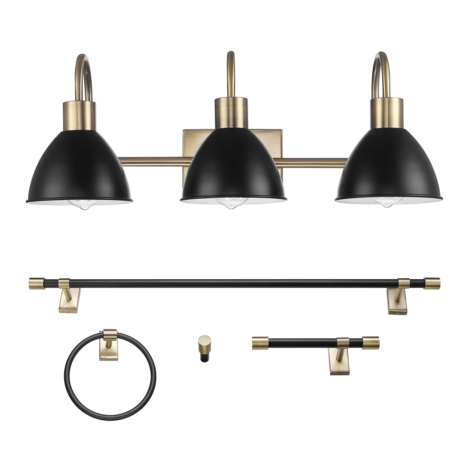Globe Electric 5Piece Matte Brass Bathroom Accessory Set with 24" 3