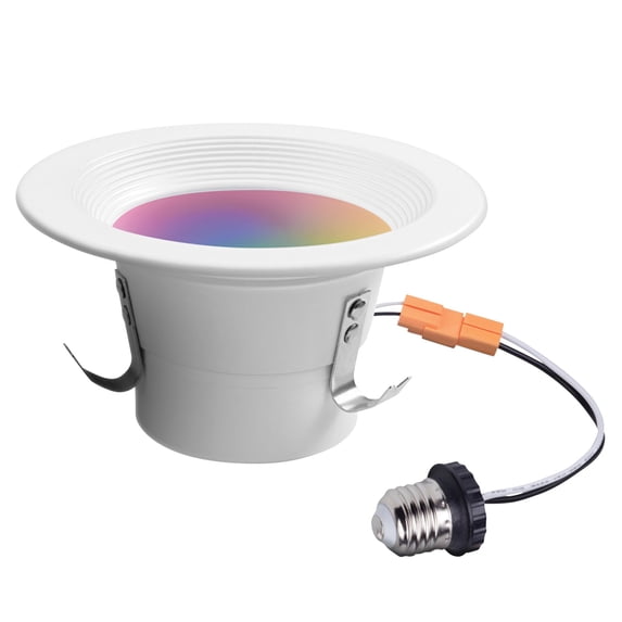 Globe Electric 50078 Wi-Fi Smart 4-Inch Color-Changing-RGB Tunable-White 10-Watt Retrofit Recessed Light Kit