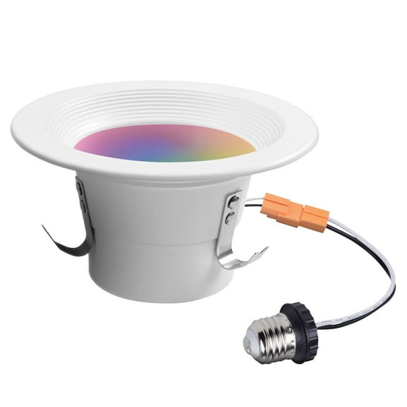 Globe Electric 50078 Wi-Fi Smart 4-Inch Color-Changing-RGB Tunable-White 10-Watt Retrofit Recessed Light Kit