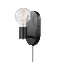 Globe Electric 51488 Novogratz x Globe 1-Light Plug-In or Hardwire Wall Sconce, Matte Black - 6 ft. Black Fabric Covered Cord