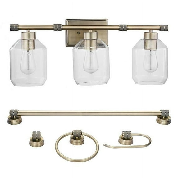 Globe Electric 60495 Middleton 5-Piece All-In-One Bathroom Set - Brass