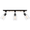 thumbnail image 1 of Globe Electric 25" 3-Light Faux Wood and Matte Black Indoor Track Light, Clear Glass Shades, 1 of 8