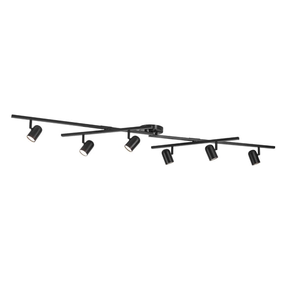 Globe Electric Minimalist 6-Light Foldable Matte Black LED Integrated Track Lighting with Center Swivel Bars