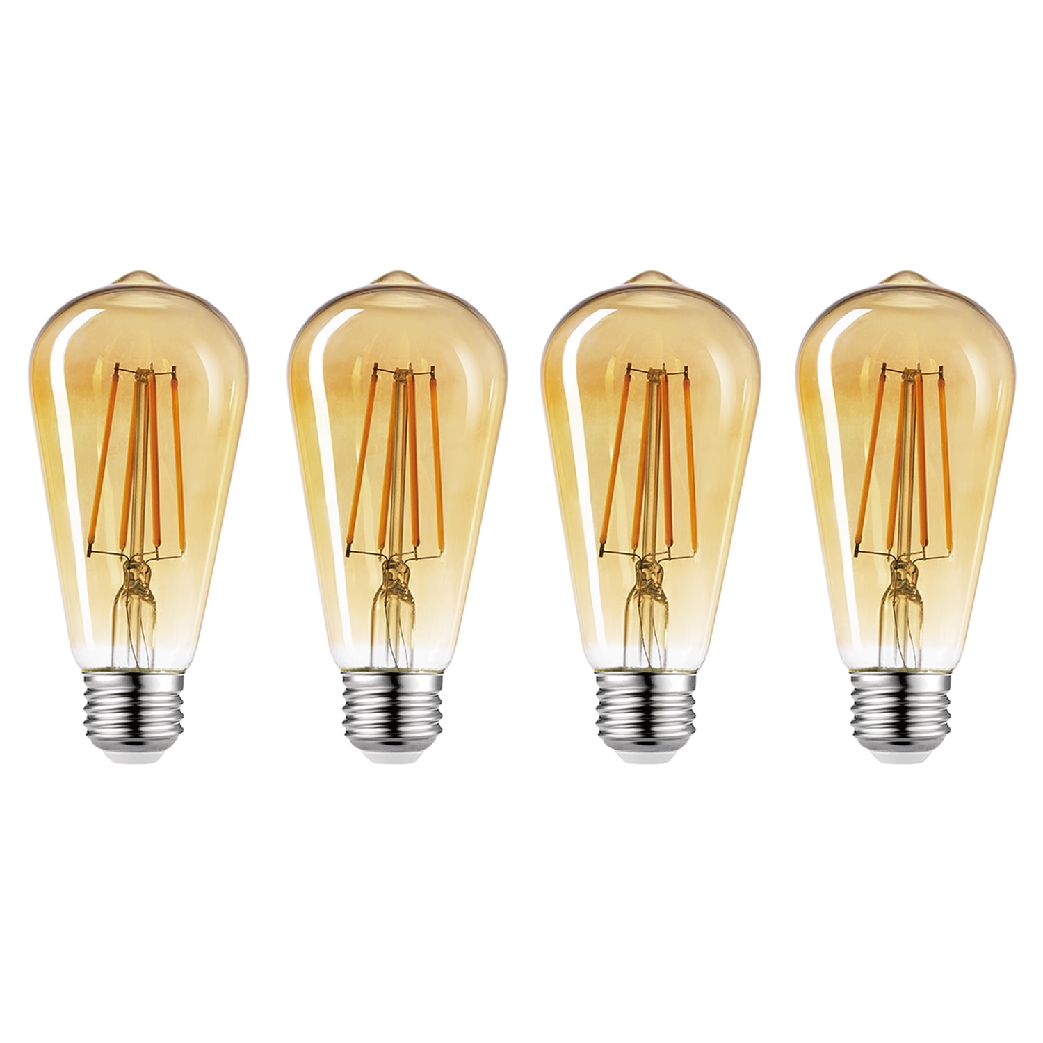 Amber Glass Vintage Edison Dimmable LED Bulb, 4-Pack