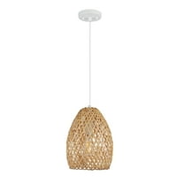 Globe Electric 61090 Novogratz x Globe Rio 1-Light Pendant Light, Light Twine Shade - White Socket, White Cloth Hanging Cord