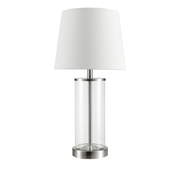 Globe Electric 20" Fillable Clear Glass White Linen Shade Table Lamp