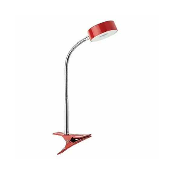 Globe Electric 8.46" 250 Lumens LED Integrated Goose Neck Clip Lamp, Red