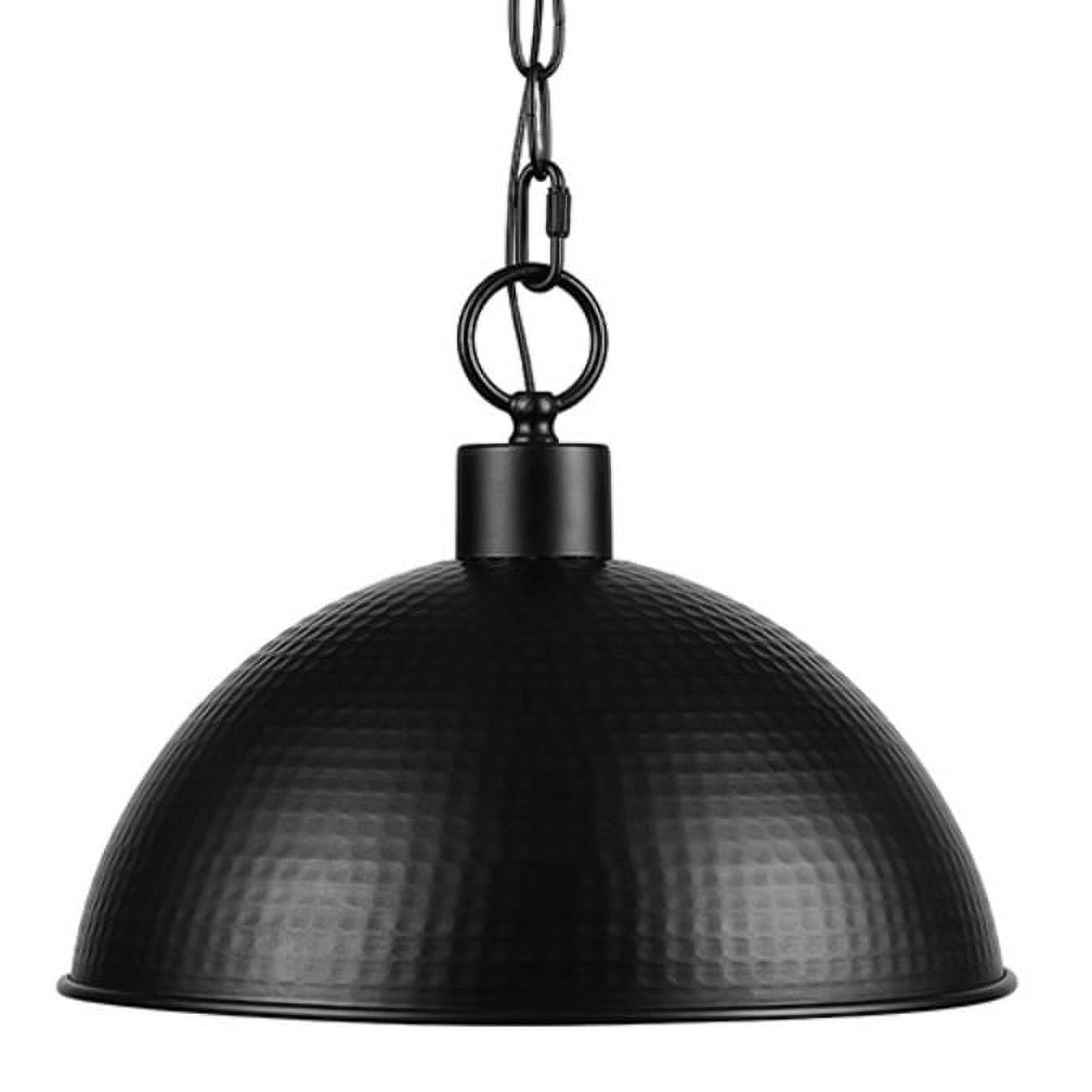 Black Hammered Metal Pendant Light with Adjustable Chain