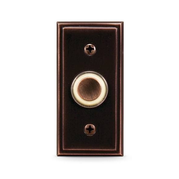 Globe Electric 91008661 Heath Zenith Metal Wired Lighted Push Doorbell Button - Bronze