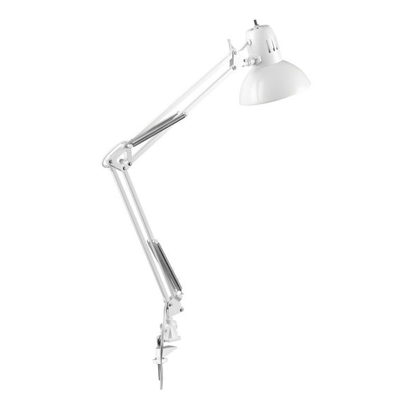 Globe Electric 31.5" Glossy White Swing Arm Clamp-on Desk Lamp