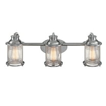 Globe Electric Bayfield 3-Light Vanity Light, Chrome, Ribbed Seeded Glass Shades