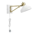 thumbnail image 1 of Globe Electric Berkeley 1-Light White and Brass Plug-in or Hardwire Swing Arm Indoor Wall Sconce, 1 of 10