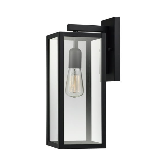 Globe Electric Bowery 1-Light Matte Black Outdoor Indoor Wall Sconce with Clear Glass Shade, 44176