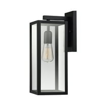 Globe Electric Bowery 1-Light Matte Black Outdoor Indoor Wall Sconce with Clear Glass Shade, 44176