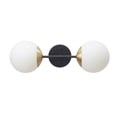 thumbnail image 1 of Globe Electric Indoor 2-Light Matte Black Wall Sconce with Brass Accent and Opal Shades, No Battery, 1 of 10