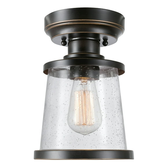 Charlie 1-Light Oil Rubbed Bronze Outdoor, Indoor Semi-Flush Mount, 44301