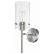 Globe Electric 14 1-Light Matte Black Indoor Wall Sconce with White Fabric Shade