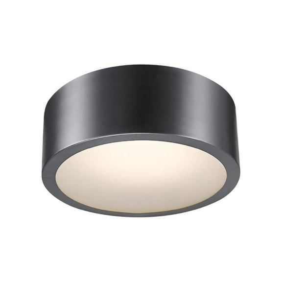 Globe Electric Edinburg Black Iron LED Integrated Flush Mount Ceiling Light with Frosted Glass Shade, 60304