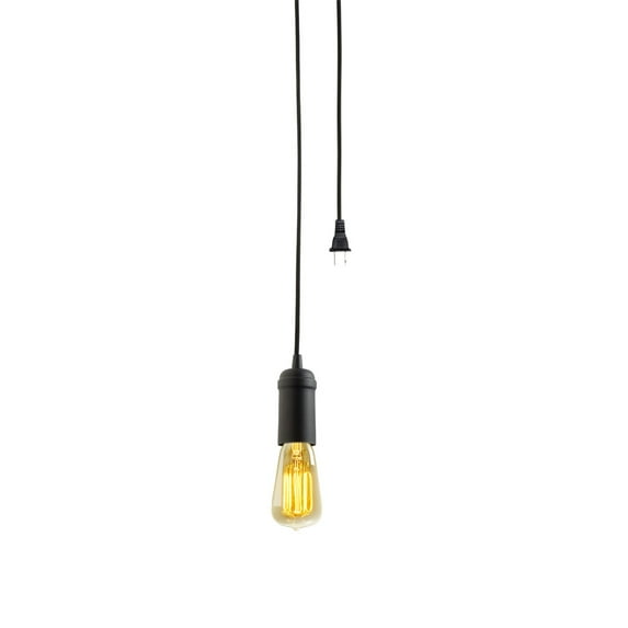 Globe Electric Edison 1-Light Matte Black Plug-In Pendant (3-Pack), 65208