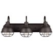 GLOBE Electric Eli 3-Light Vanity Fixture With Cage Shades - Dark Bronze, Bulbs Included