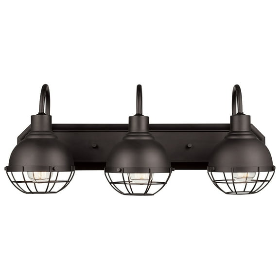 Open Box Globe Electric Eli 3-Light Dark Bronze Caged Vanity Light, Bulbs Included, 51620
