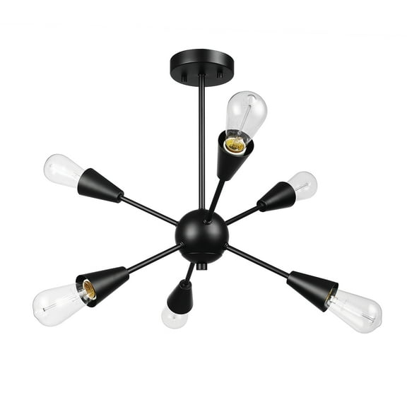 Globe Electric Emmanuelle 6-Light Matte Black Semi-Flush Mount Ceiling Light, 61121