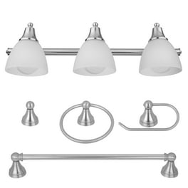 Globe Electric 5-Piece Estorial Brushed Steel Decorative Bathroom Hardware Set Globe Electric 5-Piece Estorial Brushed Steel Decorative Bathroom Hardware Set