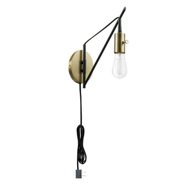 Globe Electric Exeter 1-Light Bronze Plug-In or Hardwire Swing Arm Wall Sconce, 51343