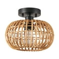 thumbnail image 1 of Globe Electric Fitz 1-Light Black Flush Mount Ceiling Light with Rattan Shade, 91000921, 1 of 11