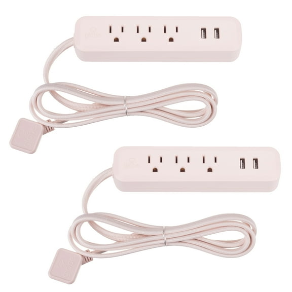 Globe Electric Globe Electric 6-ft 3-Outlet Rose USB Surge Protector 2-Pack, 78257-K