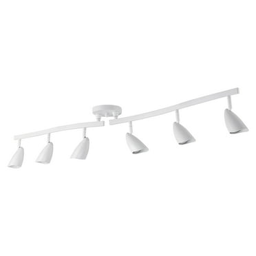 Globe Electric Grayson 6-Light Matte White Adjustable S-Shape Track Lighting, 59353