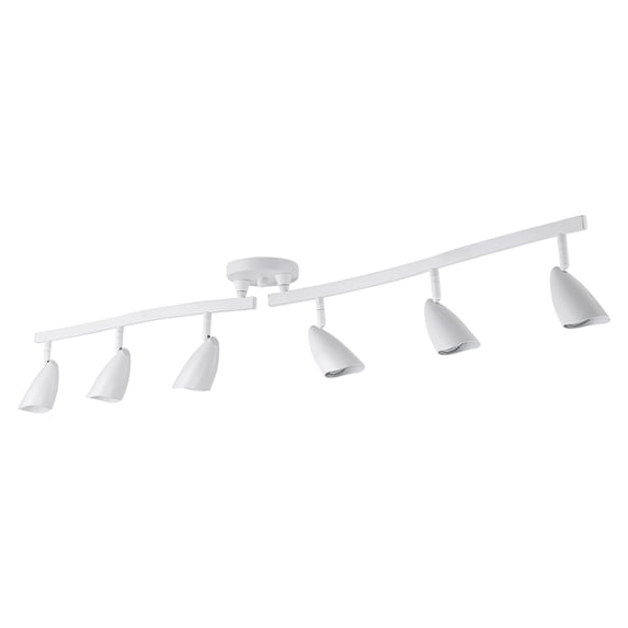 Globe Electric Grayson 6-Light Matte White Adjustable S-Shape Track Lighting, 59353