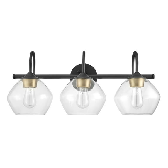 Globe Electric Harrow Dark Bronze 3-Light Vanity Light, Glass Shades, Lofty Chic Style, LED Bulbs