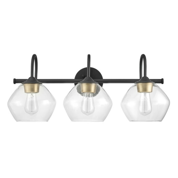 Open Box Globe Electric Harrow Dark Bronze 3-Light Vanity Light, Glass Shades, Lofty Chic Style, LED Bulbs